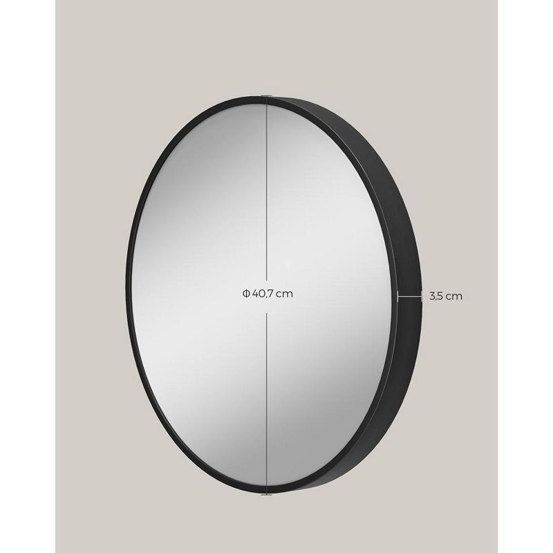SONGMICS Round Mirror, Bathroom Mirror for Wall, Metal Frame, Easy to Install Ink Black, 5 of 8