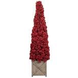 Allstate Floral 50" Red Berry Cone Potted Christmas Topiary