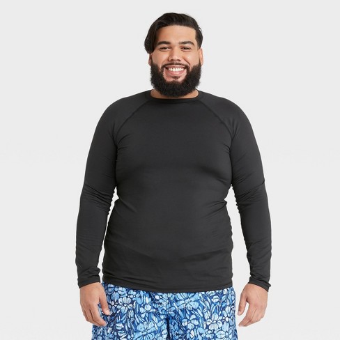 Men's Big & Tall Slim Fit Long Sleeve Rash Guard Swim Shirt - Goodfellow &  Co™ Black 5xlt : Target