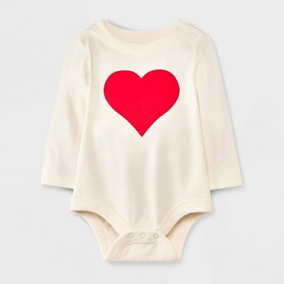 Image of Baby Girls' Heart Bodysuit - Cat & Jack™ Cream Newborn