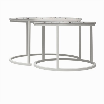 Amelia Round White Metal Nesting Coffee Tables