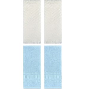 REGALWOVEN 4 Pcs Bathroom Cotton Soft and Absorbent Geometric Hand Towel 13" x 29" - 1 of 4