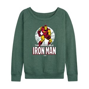 Women's - Marvel - The Invincible Iron Man Lightweight French Terry Wide Neck Long Sleeve Shirt - 1 of 4