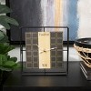 9"x9" Wooden Geometric Open Frame Square Clock with Grid Pattern Black - Olivia & May: Silent, MDF, Analog Display - 2 of 4