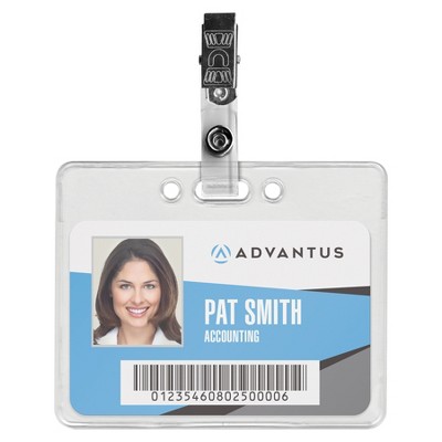 Clear Vinyl Badge Strap with Metal Clip, Pack of 100