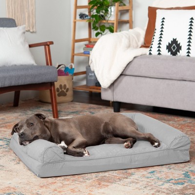 Silver Gray Large Quilted Orthopedic Foam Dog Sofa Bed