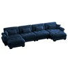 Aukfa Blue Velvet Large  Sofa with Bolster Armrests, Waist & Throw Pillows – Modern Couch for Living Room, Bedroom or Office - 3 of 4