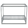 Okak Twin/Full Size Bed Frame with Canopy-Style Top & Guardrails,Modern Floor Bed for Toddlers/Kids Bedroom - 2 of 4