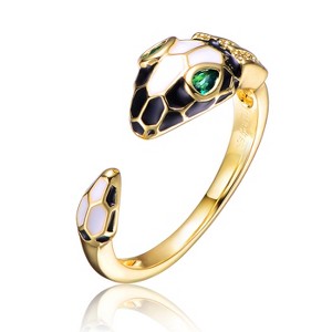 Guili Gold-Plated Green CZ Inlaid Ring, a vibrant and sophisticated piece exuding elegance and charm. Available in Sizes 6, 7, and 8. - 1 of 3