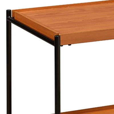 Oaken Square Honey Oak and Black End Table with Shelf