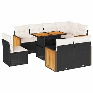 vidaXL Garden Sofa Set Black, Cream White PE rattan Large - 1 of 4