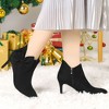 Allegra K Women's Pointed Toe Zip Stiletto Bow Heels Boots - 2 of 4