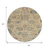 Gold Beige And Pale Aqua Floral Washable Indoor Outdoor Area Rug - 3 of 4