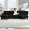Mjkone 110"U-Shaped Sectional Couches,Chenille Upholstered Large 4-Seater Sofa with Double Chaises and Sleepable Armrests - 3 of 4