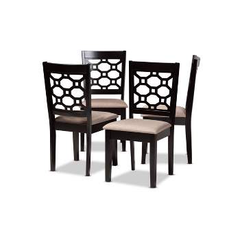 4pc Peter Fabric Upholstered and Wood Dining Chairs - Baxton Studio