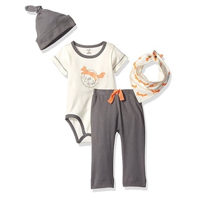 Touched by Nature Baby Boy Organic Cotton Layette Set 4-Piece, Fox