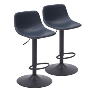 SEVOBAL Counter and Bar Stools Adjustable Swivel Bar Stools Set Mid Century Modern Industrial Kitchen Counter Island Pub, Blue, 16.1"*16.1"*31" - 1 of 4
