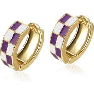 Small Hoop Cartilage Earrings Teacher Earrings for Women；White Black Enamel Hypoallergenic Hooped Gifts Gold and - 1 of 4