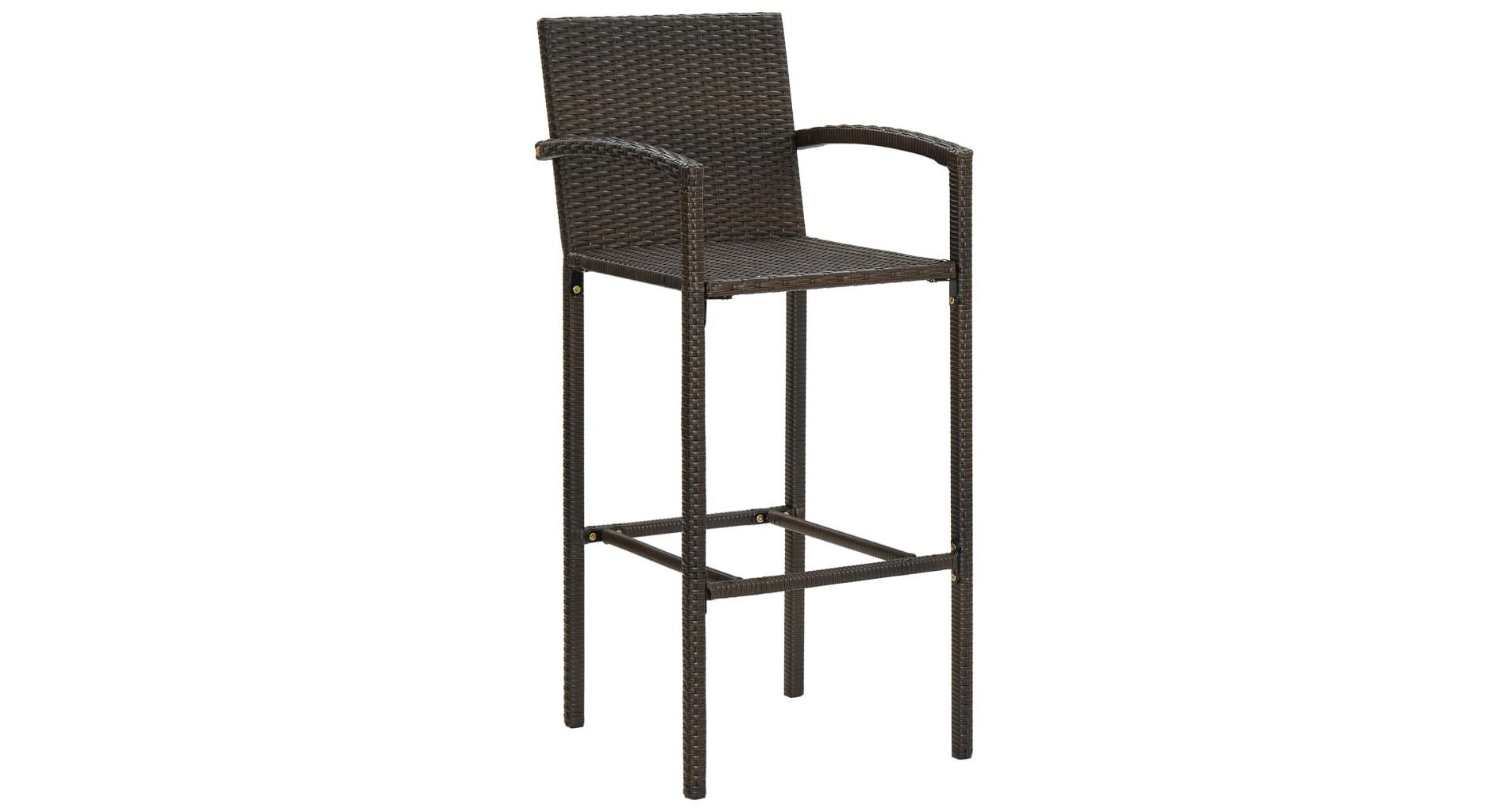 vidaXL Bar Stool Bar Seat Counter Height Island Stool for Pub Poly Rattan - Brown Set of 2