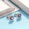 Halo 3D Stud Earringsfor Women Sterling Silver Purple Cz Ginger Lyne Collection - 3 of 4