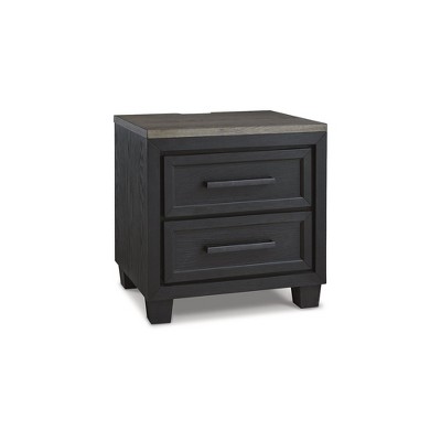Signature Design by Ashley Contemporary Foyland 2 Drawer Nightstand, Black/Brown