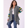 Agnes Orinda Women's Plus Size Christmas Asymmetric Colorblock Open Front Knit Cardigans - 2 of 4