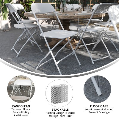 Set of 2 White Plastic Stackable Folding Chairs