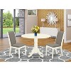 3-Piece Linen white Solid Wood Top - Round Dining Room Set - Seats 4 - 2 of 4