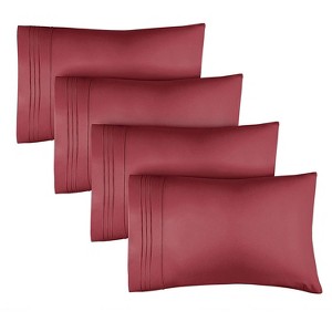 Ultra Soft Solid Pillowcases Set of 4 - Cozy & Breathable 4 Piece Pillow Covers - CGK Linens - 1 of 4