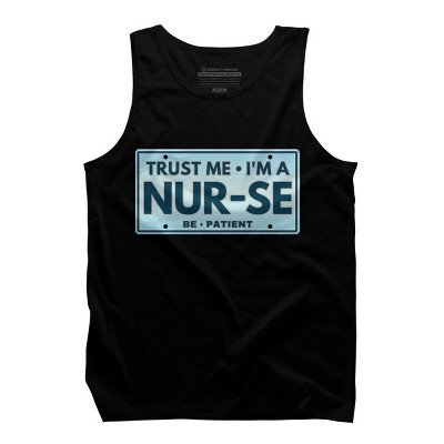 Men's Design By Humans Trust Me I'm A Nur-se License Plate By punsalan Tank Top