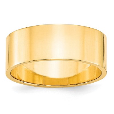 Black Bow Jewelry 8mm 10K White or Yellow Gold Lightweight Flat Standard Fit Band