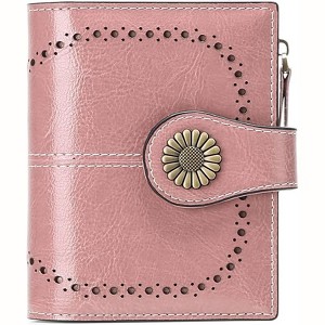 Hachikiko Small Bifold Wallet - Vegan Leather RFID Blocking Card Holder with Zipper Coin Pocket, Compact & Roomy£¬Pink - 1 of 4