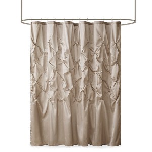 Gracie Mills Shelby Semi-Sheer Lightweight Faux Silk Tufted Shower Curtain - 1 of 4