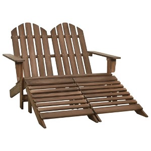 VidaXL 2-Seater Patio Adirondack Chair&Ottoman Fir Wood Brown - 1 of 4