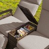 Patio Recliner Loveseat Chair, Adjustable Backrest Wicker Outdoor Lounge Chair, Outdoor 2-Seater Sofa with Storage Table, Brown/Gray-ModernLuxe - 3 of 4