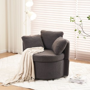 Teddy Fabric Swivel And Storage Chair With Back Cushion For Living Room,Ivory - 1 of 4
