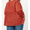 Women's Tie Neck Floral Printed Peasant Top - Plus - Hayden LA - 3 of 4