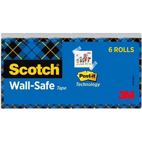 Scotch Wall-Safe Tape 1 Rolls Sticks Securely Removes Cleanly Invisible  Designed for Displaying Photo Safe 3/4 in x 650 in (183)