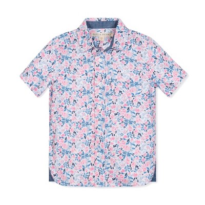 Hope & Henry Boys' Short Sleeve Linen Shirt with Side Vent, Infant