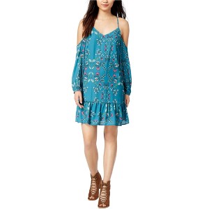 maison Jules Womens Cold-Shoulder Peplum Floral A-line Dress - 1 of 1
