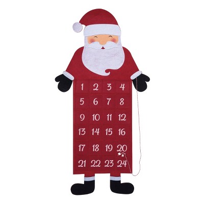 Transpac Fabric 38.58 in. Multicolor Christmas Santa Calendar