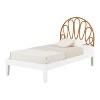 HomeStock Wooden Bed and Rattan Wall-Mounted Flower Petals Headboard Set White and Natural Bloom, Twin - 2 of 4
