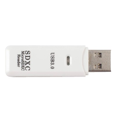 Insten USB 3.0 Card Reader, Dual Slot Card Adapter, For SDXC, SDHC, SD, Micro SDXC, Micro SD, Micro SDHC Card, Fast Reader / Writer, White