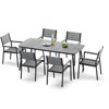Crestlive Products 7pc Outdoor Dining set for 6 People Patio Rectangle Table Aluminum Frame with Wood-Like Tabletop and Umbrella Hole - 2 of 4
