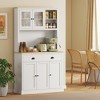 HOMCOM Freestanding Kitchen Cabinet with Wide Countertop, Tall Pantry Cabinet with Adjustable Shelves, Modern Hutch for Dining Room, White - 3 of 4
