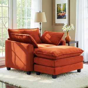 EHMKNP  40''W Comfy Cloud Sofa Armchair - Corduroy Oversized Chair & Ottoman Set, Plush Upholstery & Extra Deep Seat for Small Apartment Living Rooms - 1 of 4