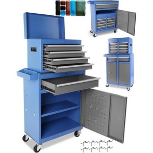 2 in 1 Tool Chest with 5 Drawers, Tool Cart with 7 Organizer Tray Divider Set & Wheels, Large Rolling Tool Box Organizer for Garage, Workshop - 1 of 4