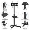 Yaheetech Rolling TV Stand Trolley with Bracket & Tray and Wheels for 23in-60in Plasma, LCD, LED Screen, Black - 4 of 4