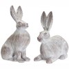 HomeRoots Set of Two 17" White Washed Polyresin Rabbit Tabletop Sculptures - 4 of 4