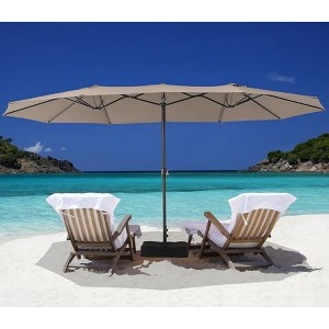 15FT Extra Large Rectangular Patio Umbrella, Outdoor Double Sided Rectangular Market Umbrella With Stand, With Base, Heavy Duty Cantilever Design - 1 of 4
